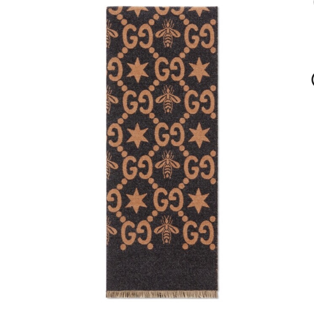 Gucci unisex Bees and stars GG jacquard scarf